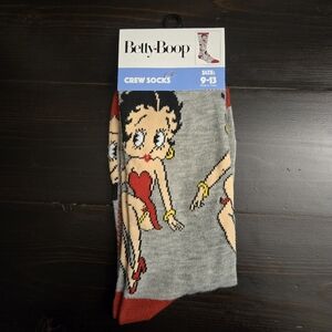Betty Boop Women's Crew socks Size 9-13 Gray Single Pair NWT